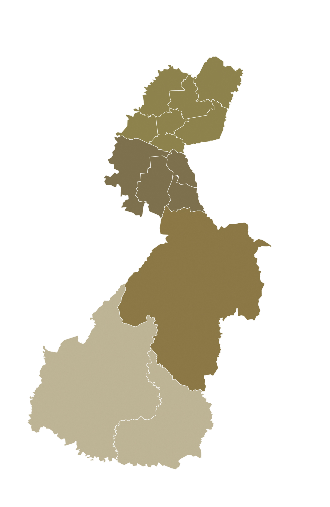 Mapa das regiões pastorais da Diocese de Cachoeira do Sul